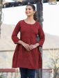 Kaajh Maroon Printed Shirt Style Cotton Tunic on Sale