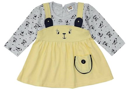 NammaBaby Baby Girl s A-Line Mini Frock Dress - Yellow Grey Fashion