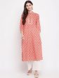 NOZ2TOZ Women s Printed, Lace Work Straight Cotton Light Orange Kurti Online Hot Sale