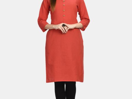 Wahe-NOOR Women s Coral Orange Kurta Online Sale