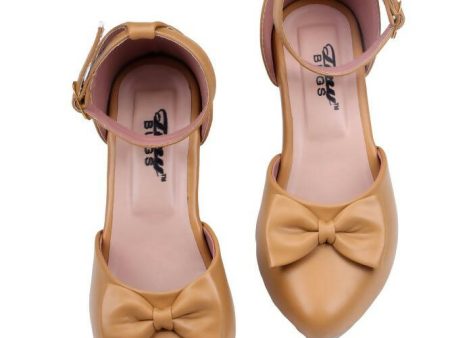 Tiny Bugs Girls Bow Embellished Ballerinas - Tan Fashion