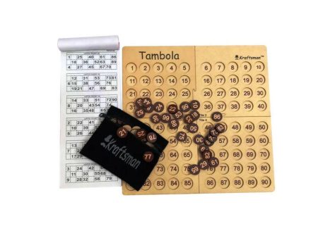 Kraftsman Portable Wooden Tambola Board Game With 600 Tickets For Discount