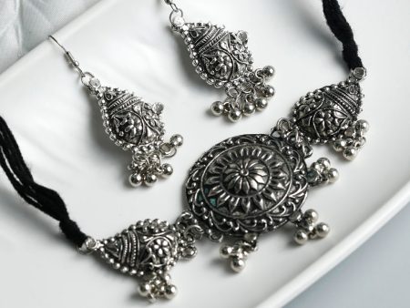 Priyaasi Women Tribal Floral Oxidised Jewellery Set Online now