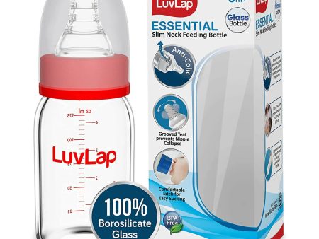 LuvLap Essential Slim Neck Glass Feeding Bottle Online now