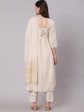 NOZ2TOZ Women White & Gold Sequence Yoke Kurta With Trouser And Dupatta Online Hot Sale