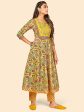 NOZ2TOZ Women Yellow Anarkali Cotton Kurta With Pant & Dupatta (3pcs Set) Online Sale