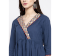 Wahe-NOOR Women s Navy Blue Solid Flared Tunic Fashion