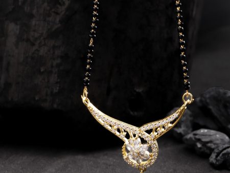 Priyaasi Desiner Floral Shaped Gold Plated American Diamond Mangalsutra Set For Women Supply