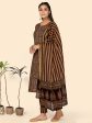 NOZ2TOZ Women s Sequience Straight Cotton Brown Stitched Kurta Pant With Dupatta Fashion