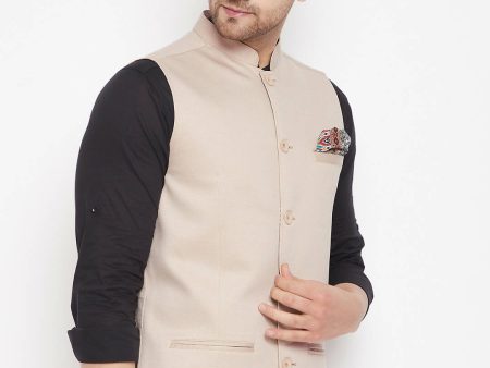 Even Apparels Cream Merino Men Woven Nehru Jacket BF715 Online now