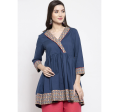 Wahe-NOOR Women s Navy Blue Solid Flared Tunic Fashion