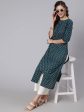 Noz2Toz Women Teal Blue Printed Straight Kurta With Three Quarter Sleeves Sale