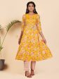 NOZ2TOZ Women Yellow Floral Printed Anarkali Kurta With Pants & Dupatta (3 Pc Set) Cheap