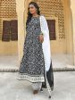 Janasya Women s Black Cotton Floral Print Kurta With Palazzo And Dupatta Online now