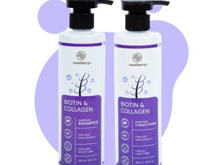 Careberry Biotin & Collagen Everyday Shampoo + Conditioner for Fast Hair Growth For Cheap