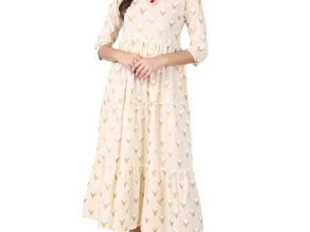 Kaajh Off White Gold Print kurta For Women Online Hot Sale