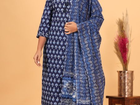 Kaajh Blue Floral Print Suit Set For Women For Cheap