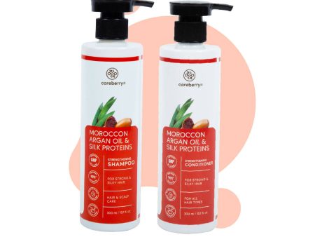 Careberry Moroccon Argan Oil & Silk Proteins Strengthening Shampoo + Conditioner for Strong & Silky Hair For Discount