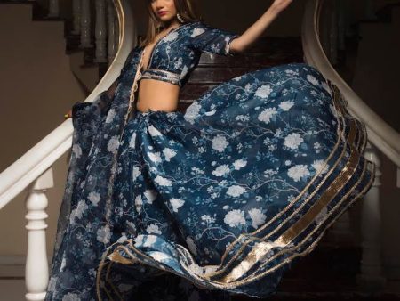 Pomcha Jaipur Bluebell Modal Chandari Lehenga Set Supply