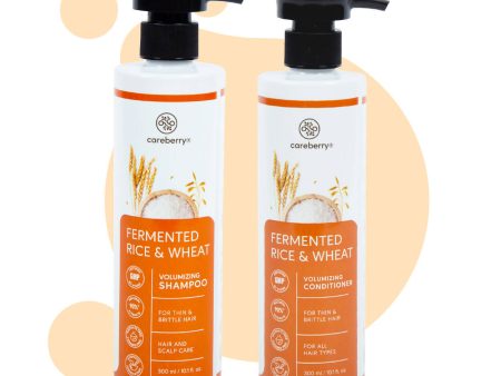 Careberry Fermented Rice Water & Wheat Volumizing Shampoo + Conditioner For Thin & Brittle Hair For Sale