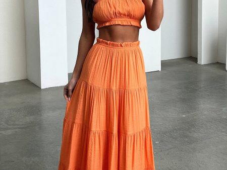 Selina Tiered Maxi Skirt - Orange Sale